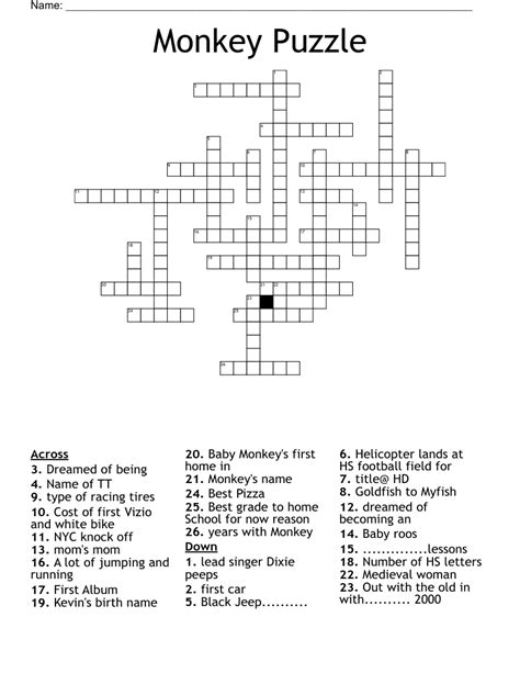 Monkey Puzzle Crossword - WordMint