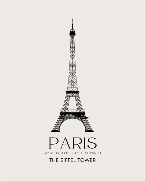 Eiffel Tower Digital Art | Paris, France Coordinates | Travel Print of ...