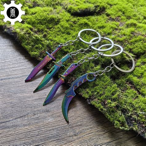 Mini Metal CS Karambit M9 Classical Knife Bowie Knife Keychains ...