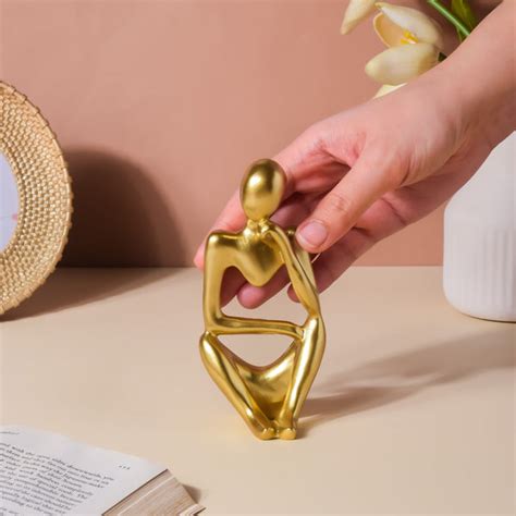 Home Décor - Gold Sitting Showpiece Thinking For Room Décor |Nestasia