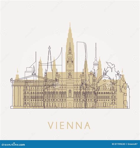 Outline Vienna. Vintage Skyline with Landmarks Stock Vector - Illustration of city, linear: 87709638