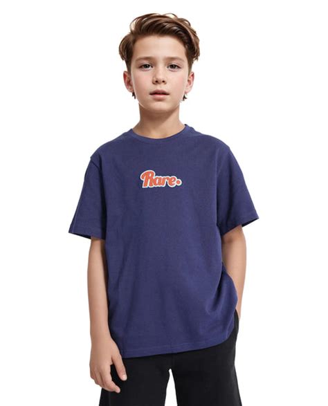Rare Ones Kids Ride Navy Cotton Half Sleeves Crew Neck Embroidered T-S
