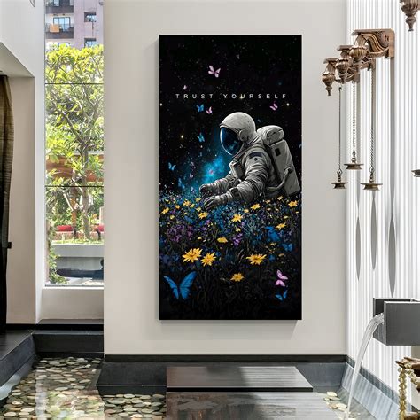 Trust Yourself Astronaut Canvas Wall Art – Motivational Space Decor ...
