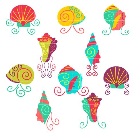 Sea Shell Set Semi Exclusive Clip Art Set For Digitizing and More ...