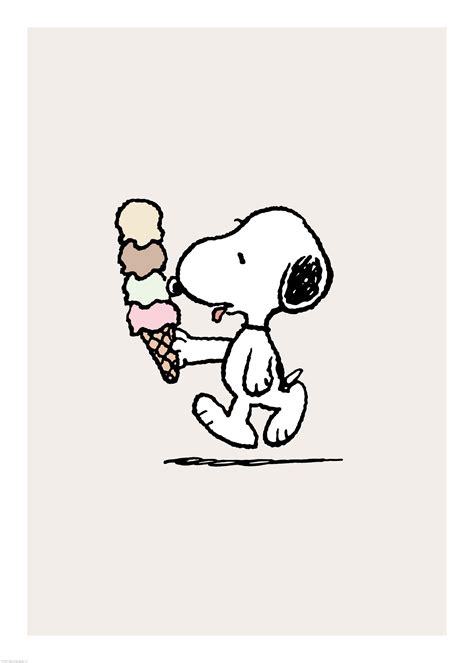 Snoopy Eating Ice Cream Poster | Desenio