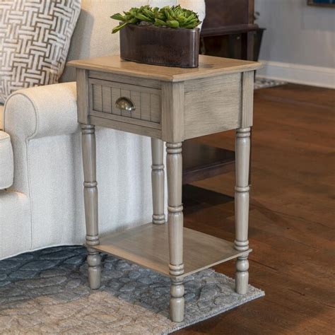 Decor Therapy 17-in W x 26.5-in H Sahara Wood Rustic End Table with ...