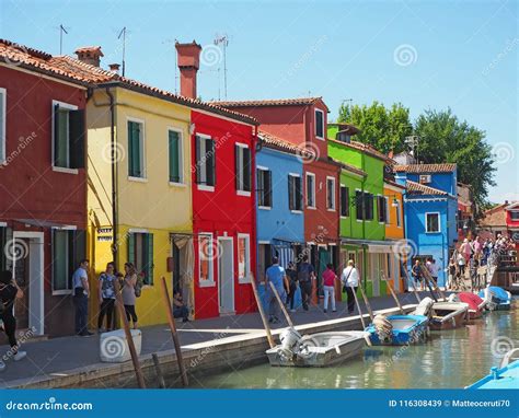Burano, Venezia, Italy. View of the Colorful Houses Along the Canals at ...