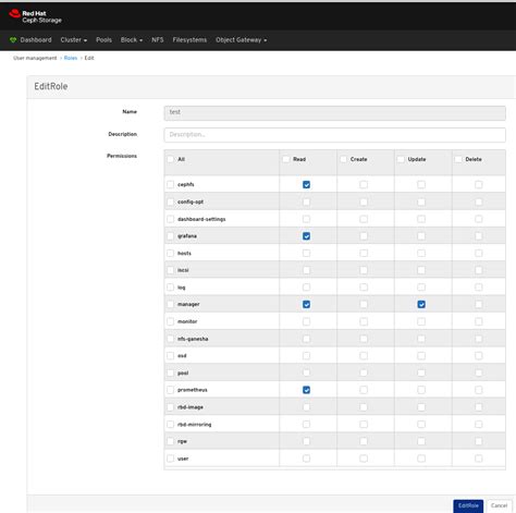 Chapter 3. Managing roles on dashboard | Dashboard Guide | Red Hat Ceph ...