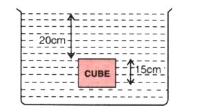 Fig. 4.11 shows a cube of each side 15 cm immersed in a tube containing ...