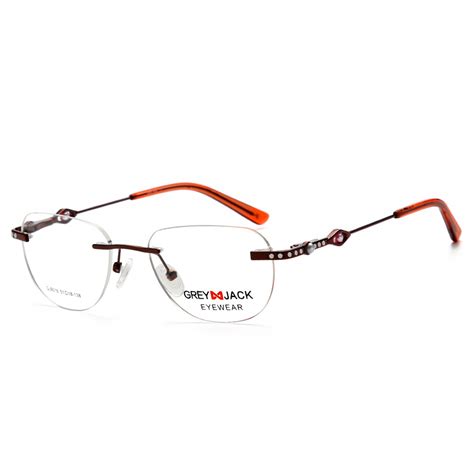 GREY JACK Women Rimless Spectacle Frame Stylish Design Metal Glasses 9 ...