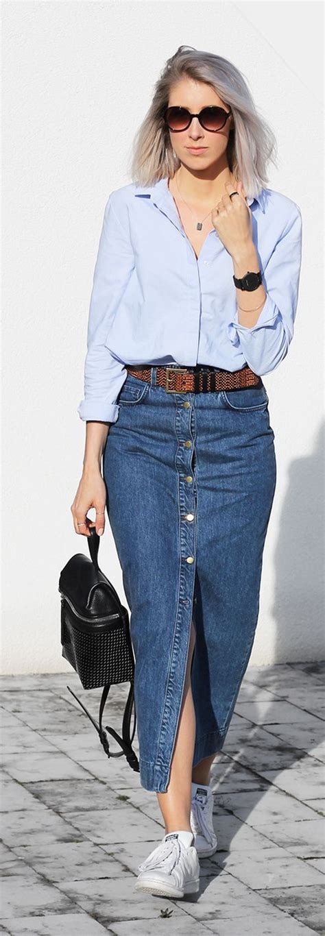 denim skirt outfit ideas winter