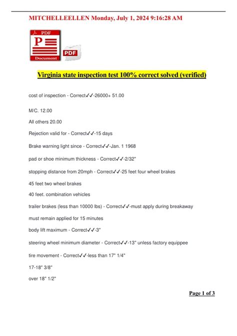 Virginia State Inspection Exam Bundle Pack with Complete Solutions ...