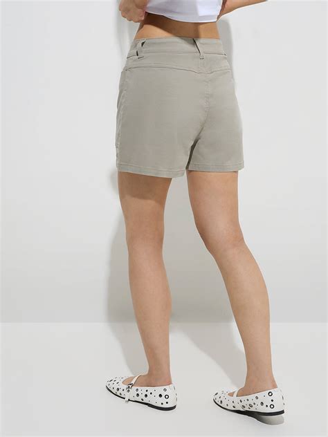 Buy Nuon Sage Solid High-Rise Shorts from Westside