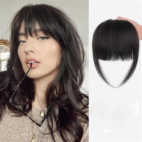 Bangs Hair Clip in Extensions Natural Fringe Bangs Clip-on Front Neat ...