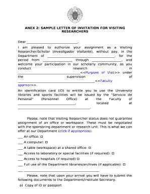 anex 2: sample letter of invitation for visiting researchers Doc ...