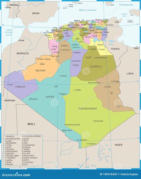 Algeria Map - Detailed Vector Illustration Stock Illustration - Illustration of africa ...
