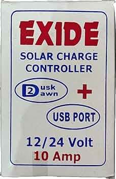 Exide 12V/24V Auto PWM 10A Solar Charge Controller Battery Charger with ...