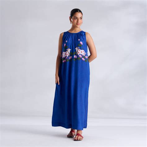 Buy Surbhi Shantoon Maxi Dress - Royal Blue | Rustorange