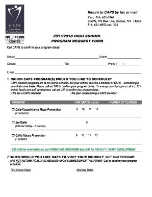 Fillable Online CAPS PROGRAM REQUEST FORM Fax Email Print - pdfFiller