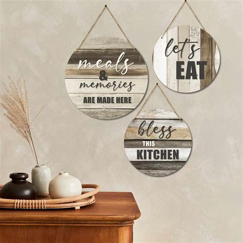 Eat Drink Love Kitchen Wall Hangings - MDF Wood Kitchen Signs for Wall Decor