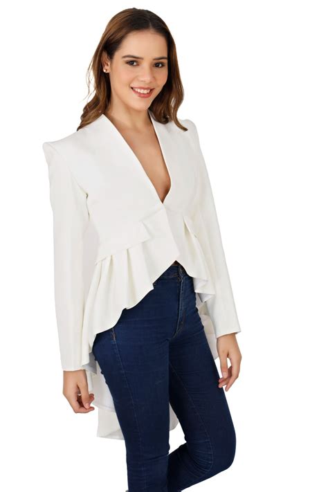 White Hi Low Peplum Tailcoat - ( Was 18500 )