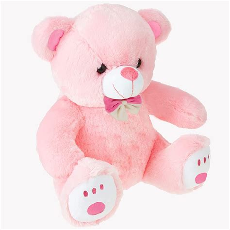 Webby Plush Cute Sitting Teddy Bear Soft Toys with Neck Bow and Foot P ...