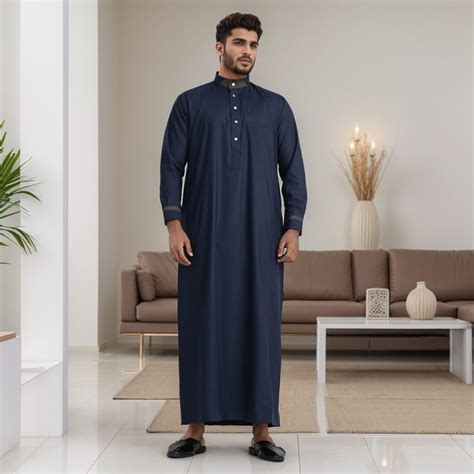 Navy blue mens islamic clothing thobe