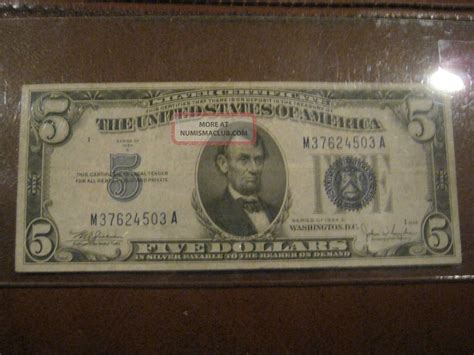 1934 C $5 Silver Certificate - Large Blue Seal