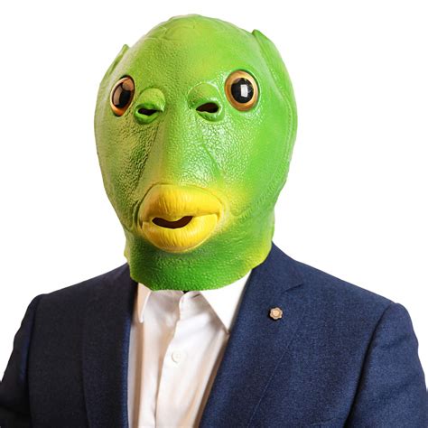 Buy AQKILO Green Fish Funny Latex Full Head Realistic s Fancy Dress for ...
