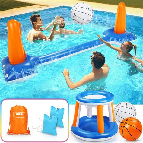 RUNNEST Inflatable Pool Float Set with Volleyball Net & India | Ubuy