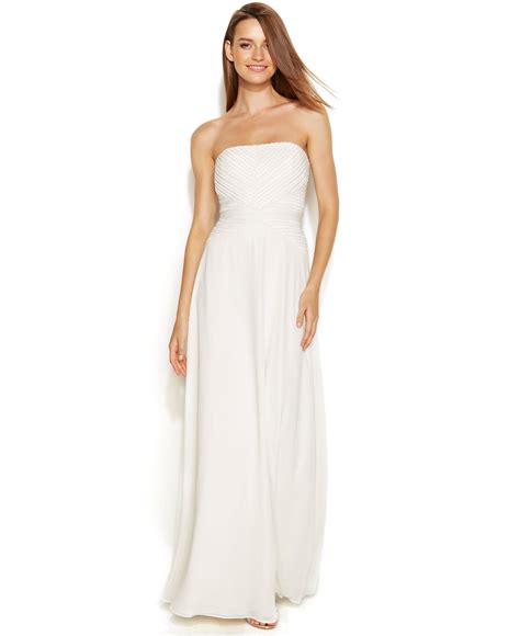 Calvin Klein Strapless Pleated Bridal Gown - Dresses - Women - Macy's | Bridal gowns, Wedding ...