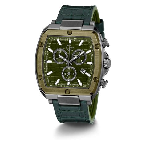 Gc Sport Chic Green Dial Tonneau Case Quartz Chronograph Men Watch At ...