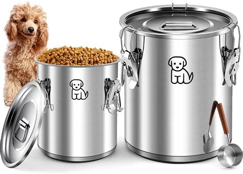 Amazon.com: Kritkin 3 Pcs Stainless Steel Dog Food Storage Container ...