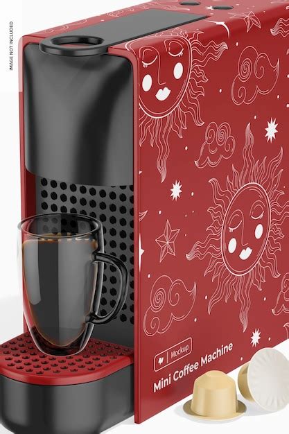 Mini coffee machine mockup, close up | Premium PSD
