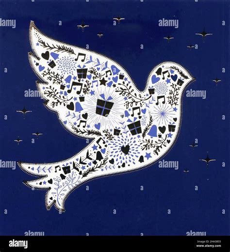 Christmas card illustration. Christmas dove Stock Photo - Alamy