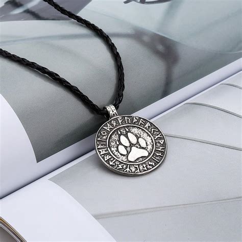 Buy Nordic Vikings Print Bear Amulet Necklace Pendant The Norse Rune ...