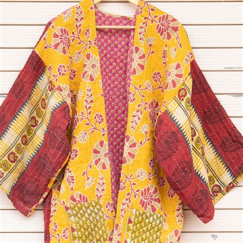 Buy Fine Stitches Vintage Kantha Jacket, Kimono Style Vintage Kantha ...