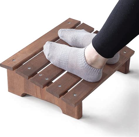 Dantawood Wooden Under-Desk Footrest, Natural Wood Ergonomic Under-Desk ...