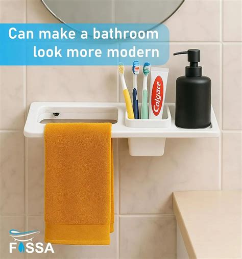 Fossa Classic Ceramic Sink Organizer with Towel Ring & Brush Holder ...