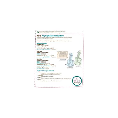 Buy KWIK-SEW PATTERNS K0212 Toy Keyboard & Guitars, One Size Online at ...