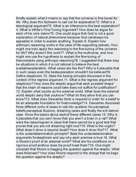 Briefly explain what it means to say that the universe is fine - Why ...