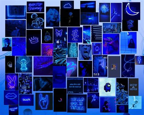 Neon Blue Aesthetic for Wall Collage 50+5PCS Photographic Paper ...