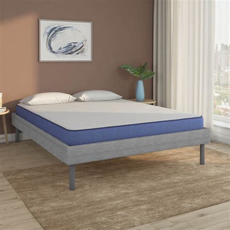 Velvette Upholstered Bed (Grey) + Plus Memory Foam Mattress (Queen ...