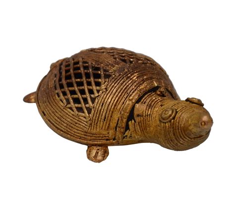 Buy Purpledip Dhokra Art Tortoise Turtle Metal Statue with Feng Shui ...