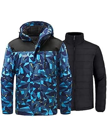 Wantdo Men's Waterproof 3 in 1 Ski Jacket Warm Winter Coat Windproof ...