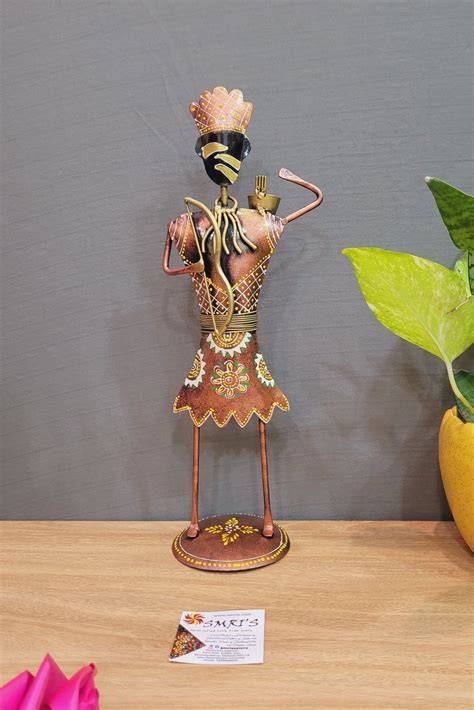 Copper Tribal Adivasi man with bow and arrow Table decor (15H * 5.5L ...