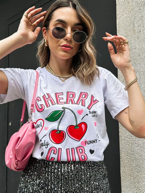 Blusa Feminina Camiseta de Algodão T-Shirt Cherry Blub.