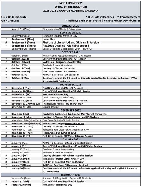 Academic Calendar | Lasell University Catalog
