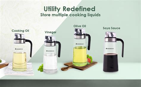 Wonderchef No Drip Oil Pourer, Transparent Oil Pourer and Holder with ...