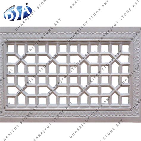 Outdoor White Marble Railing Jali – Dharajyot Stone Art